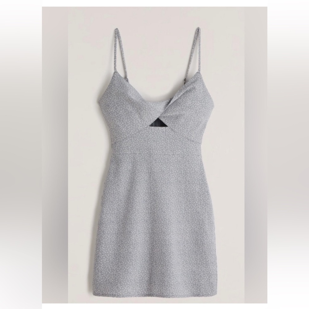 Abercrombie & Fitch Twist-Front Cut Out Mini Blue Floral Dress